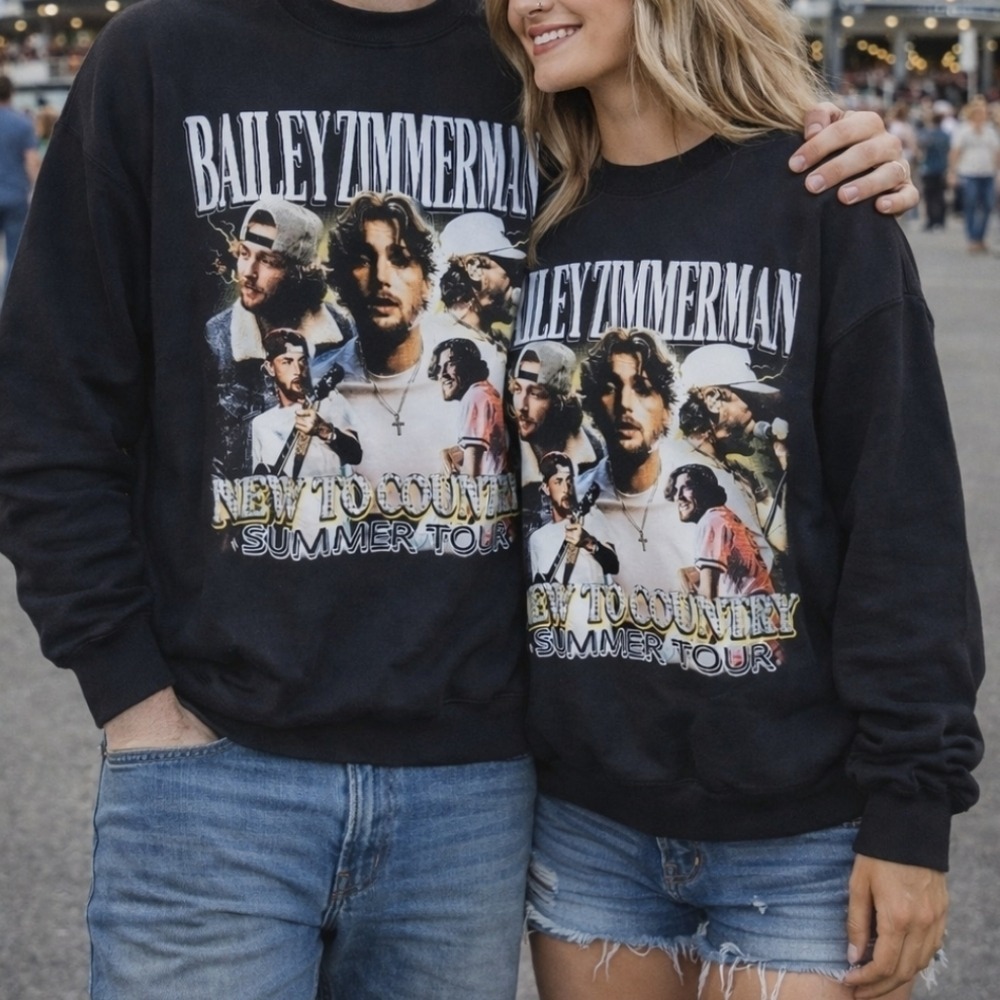 Bailey Zimmerman Country Band Merch Mens Medium/Large Black Crewneck Sweater NWT